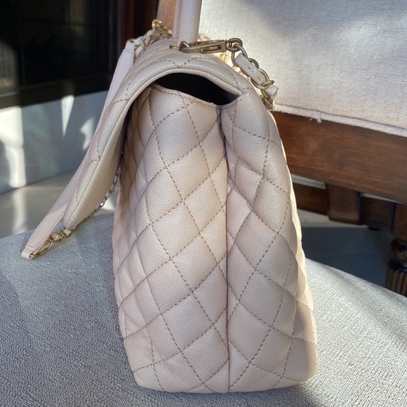 Chanel Medium Coco Quilted Caviar Leather Top Handle Shoulder Bag - Picture 2 of 13